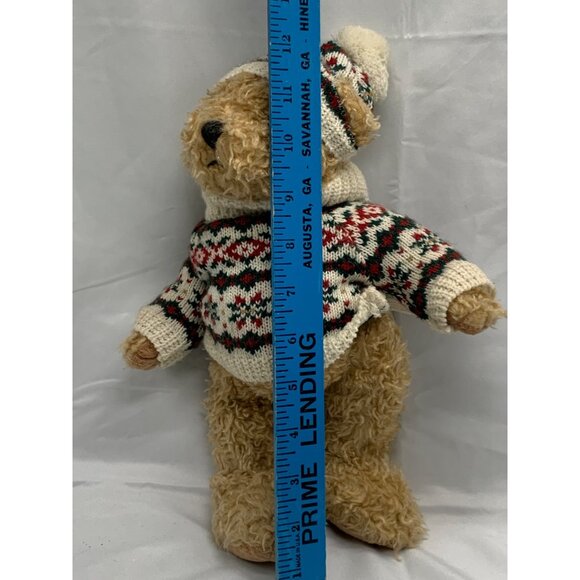 Vintage Plush Beary Theodor Teddy Festive Knit Sweater Hat 8" Polyester Soft - Picture 12 of 14